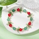 Bracelet extensible en perles de jade naturel de Malaisie et d'aventurine verte BJEW-JB09759-02-2