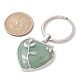 Portachiavi con ciondolo a forma di cuore in avventurina verde naturale e ottone KEYC-JKC00658-01-3