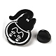 漫画猫エナメルピン  バックパック服用合金ブローチ  ブラック  29x24x1.5mm JEWB-P032-D07-3