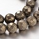 Faceted Round Natural Pyrite Beads Strands G-P061-10mm-20-2