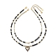 2Pcs 2 Style Alloy Enamel Heart Pendant Necklaces Set NJEW-JN04063-1
