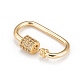 Brass Micro Pave Clear Cubic Zirconia Screw Carabiner Lock Charms ZIRC-T010-10-4