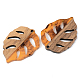 秋のテーマ樹脂とクルミの木のペンダント  葉  オレンジ  37x28x3mm  穴：2mm X-RESI-S389-003A-A01-2