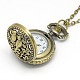Alloy Flat Round with Bird Pendant Necklace Pocket Watch WACH-N011-70-4