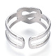 304 anillo de puño abierto de corazón de acero inoxidable RJEW-N040-15-3