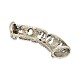 Antique Silver Alloy Rhinestone Curved Tube Beads ALRI-J095-28AS-3