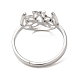 304 Stainless Steel Hollow Lotus Adjustable Ring for Women RJEW-M149-30P-2
