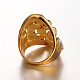Accesorios de fiesta exageradas tono dorado de la señora elegante 316 de rhinestone de acero inoxidable anillos de dedo hueco RJEW-J066-56-16mm-2