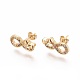 Brass Micro Pave Cubic Zirconia Stud Crawler Earrings EJEW-L229-04G-1