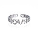304 Stainless Steel Word Love Open Cuff Ring for Women RJEW-S405-262P-2