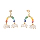 Aretes colgantes de nube y arcoíris con cuentas de vidrio y perlas naturales EJEW-TA00151-2