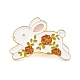 Kaninchen mit Blumen-Emailnadel JEWB-O007-C05-1