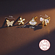 4 個 4 スタイル 925 スターリングシルバー スタッド イヤリング セット  クリアキュービックジルコニア  蝶と花と葉と蝶結び  ゴールドカラー  8~10mm  1個/スタイル PI9253-1-5