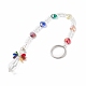 8pcs porte-clés en perles de verre galvanoplastie colorées KEYC-JKC00399-2