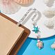 Synthetic Turquoise Tortoise Starfish Pendant Bookmarks with Natural Lava Rock AJEW-JK00285-01-2
