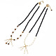 Collier pendentif pompon avec chaînes de perles de verre pour femme NJEW-F302-03-1