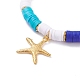 4 pièces 4 style fait à la main en argile polymère heishi surfeur bracelets extensibles sertis de charme d'étoile de mer de coquille d'alliage BJEW-JB07757-7