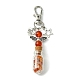 Bouteille à souhaits en verre avec puce de perles synthétiques et naturelles à l'intérieur des décorations pendantes HJEW-JM01741-3
