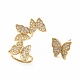 Cubic Zirconia Butterfly Asymmetrical Earrings EJEW-E263-05G-1