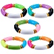 Set di braccialetti elastici con perline acriliche a tubo curvo color caramello per le donne BJEW-SW00015-1