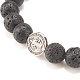 Bracelet extensible en pierre de lave naturelle avec pièce de monnaie en croix en alliage BJEW-JB08192-03-5