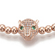 Bracelets avec perles en laiton tressé ZIRC-T006-21RG-01-2