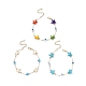 Set di 3 braccialetti con catena a maglie sintetiche per malocchio in vetro a 3 colori e stelle marine turchesi BJEW-TA00428-1