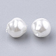 環境に優しいプラスチック模造真珠ビーズ  高い光沢  グレードA  ホワイト  8x8mm  穴：1.6mm MACR-T013-11-2