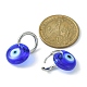Pendientes de aro colgantes de mal de ojo de murano azul EJEW-JE05276-01-3