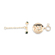 Brass Clear & Green Cubic Zirconia Toggle Clasps KK-N232-467-3