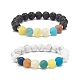 2Pcs 2 Style Natural Weathered Agate(Dyed) & Lava Rock & Synthetic Howlite Round Beaded Stretch Bracelets Set BJEW-JB08399-1