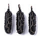 Natural Black Agate Big Wire Wrapped Pendants G-T133-R02A-1