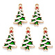合金エナメルチャーム  クリスマスのために  スター付きクリスマスツリー  ライトゴールド  カラフル  27x16x2.5mm  穴：2mm X-ENAM-S121-100-2