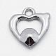 Platinum Plated Zinc Alloy Open Heart Charms PALLOY-L135-04B-2