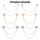 Gomakerer 6 pièces 6 styles chaînes suspendues en alliage épingles à collier pinces à cravate JEWB-GO0001-04-3
