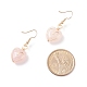 Natural Rose Quartz Heart Dangle Earrings EJEW-JE04948-01-4