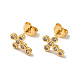 Rack Plating Brass Micro Pave Clear Cubic Zirconia Cross Stud Earrings EJEW-F301-28-2