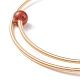 Natürlicher Armreif aus rotem Jaspis und Perlen mit runden Perlen BJEW-JB08464-05-5