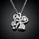 Silver Plated Brass Cubic Zirconia Clover Pendant Necklaces NJEW-BB05135-C-2
