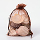 オーガンジーバッグ巾着袋  リボン付き  チョコレート  18x13cm OP-UK0001-13x18cm-12-1