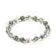 Женский эластичный браслет из зеленого кварца и латуни с имитацией стекла BJEW-JB09187-1