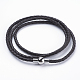 Three Loops Braided Leather Cord Wrap Bracelets BJEW-F291-14P-1