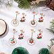 4 пара серег-гвоздиков с подвесками из сплава и эмали в рождественском стиле EJEW-JE06561-1