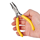 CREATCABIN Bent Chain Nose Pliers Precision Pliers Mini Professional Jewelry Making Repair Crafts DIY Yellow 4.53inch PT-CN0001-06-3