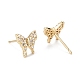 Butterfly Sparkling Cubic Zirconia Stud Earrings for Girl Women EJEW-H126-09G-2