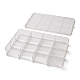 12 grilles boîtes de rangement de perles en plastique transparent avec couvercle CON-F021-01-3