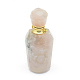 天然桜瑪瑙開閉式香水瓶ペンダント  真鍮のパーツとガラスのエッセンシャルオイルのボトル  29~33x14~15mm  穴：0.8mm  ガラス瓶容量：3ml（0.101液量オンス）  宝石の容量：1ml（0.03液量オンス） G-E556-02F-2