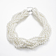 Collier multi-rangs en perles de verre rondes, blanc, 19.4 pouce (49.5 cm)