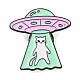 Raumschiff mit Katzen-Emaille-Broschen AJEW-Z023-06EB-1