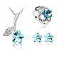 Real 18K Platinum Plated Alloy Austrian Crystal Flower Jewelry Sets SJEW-DD0001-020B-1